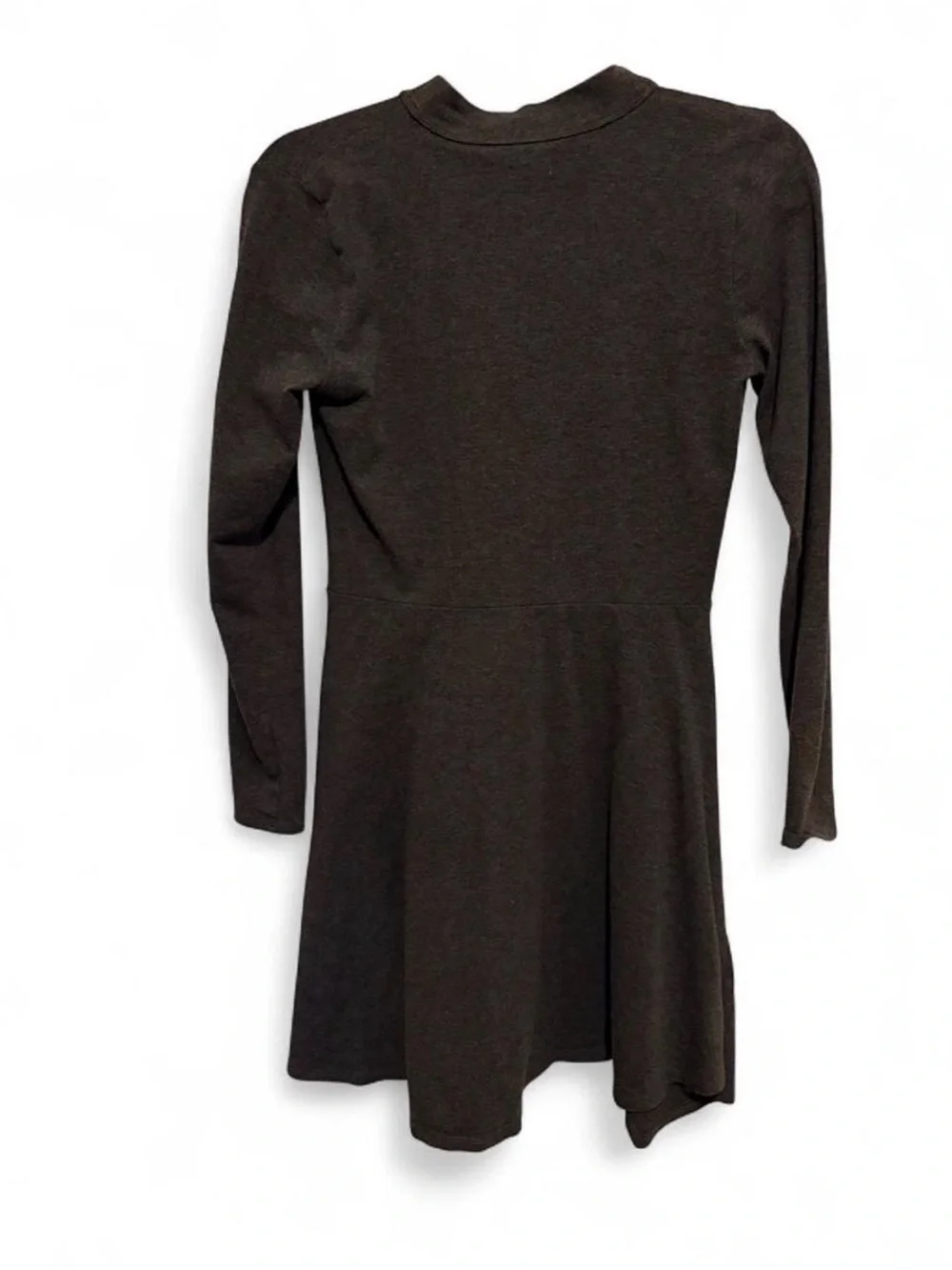Hollister M Long-Sleeve Charcoal Gray Keyhole Skater Fit and Flare Medium Dress - Picture 3 of 6